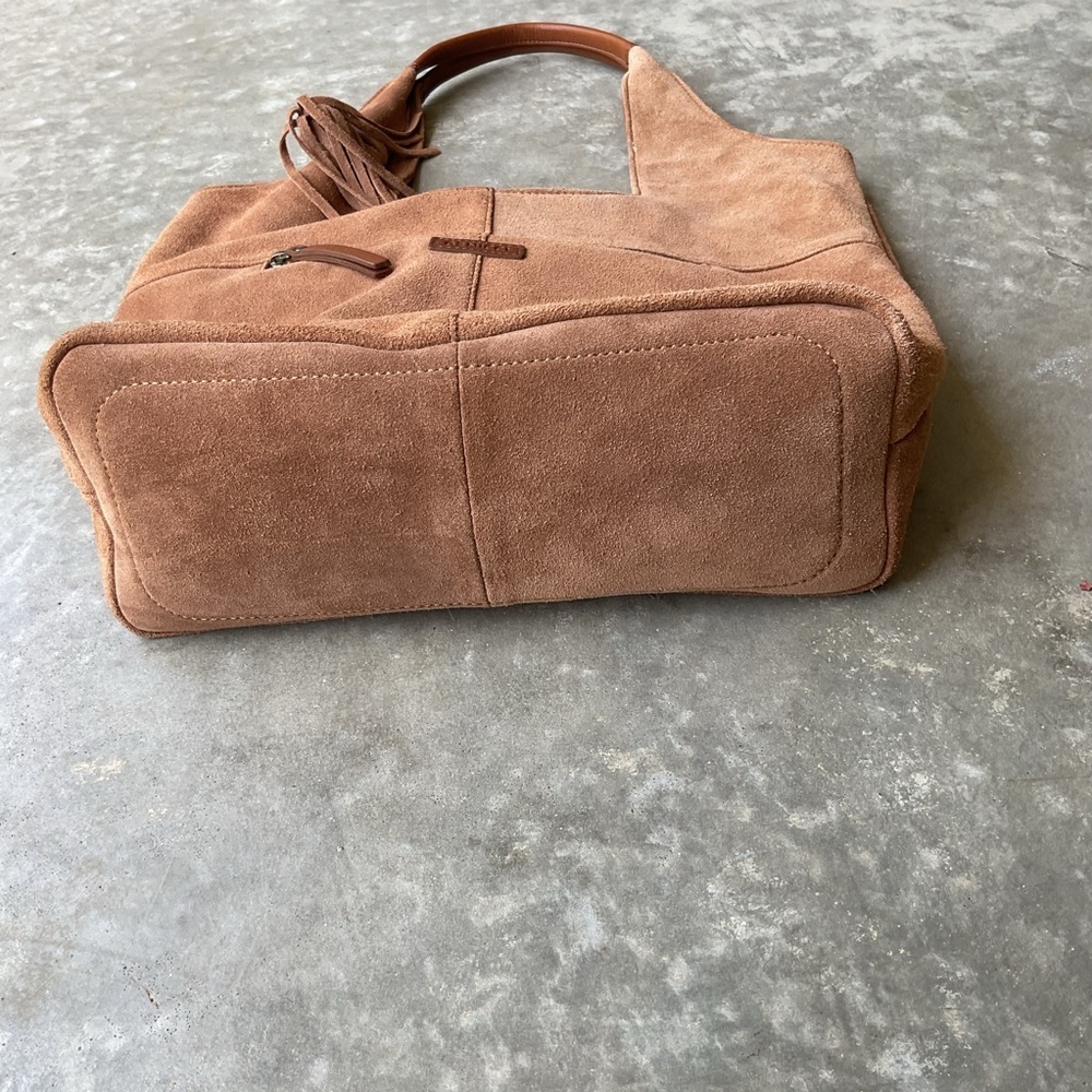 Brown Leather Suede Genicci Hobo Bag with Vintage Aesthetic - Picture 3 of 9
